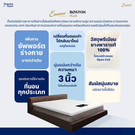 ท็อปเปอร์ ยางพาราแท้ 3.5 ฟุต EMMAS BOSTON TOPPER PLUS ความหนา 3 นิ้ว_7